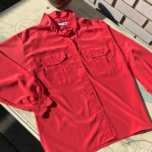 Vintage Elite Red Button Up Blouse